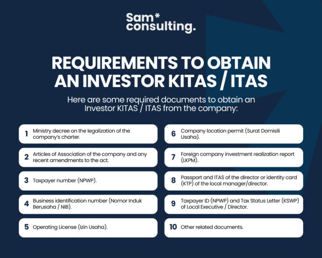 Requirement to Obtain an Investor Kitas/Itas