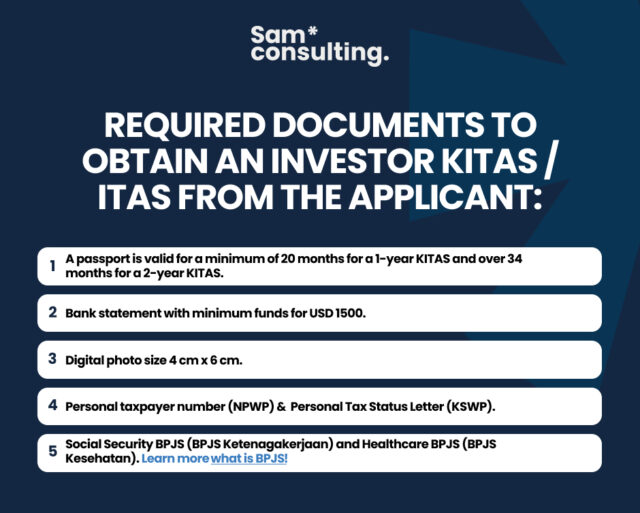 Requirement to obtain an investor kitas/itas